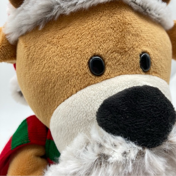 Gemmy Animated Reindeer Mustache Santa Hat Up On The Housetop Plush EUC - Picture 10 of 10